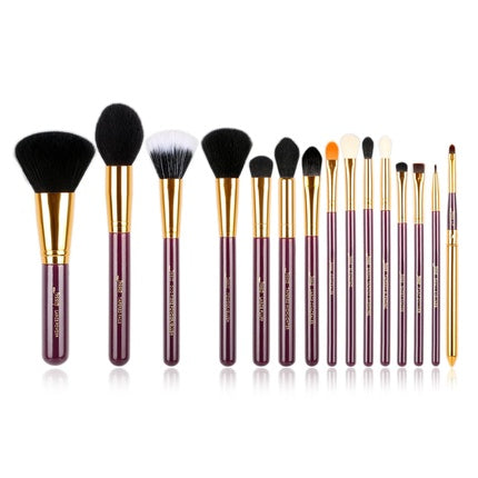 Jessup 15 Piece Pro Makeup Brush Set Beauty Cosmetics Powder Foundation Eyeshadow Eyeliner Blending Lip Tools Purple/Gold T095 Rose Gold/Purple