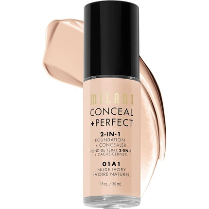 Milani Conceal + Perfect 2-in-1 Foundation + Concealer Nude Ivory 1 Fl. Oz. Cruelty-Free Liquid Foundation