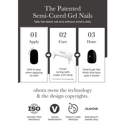 ohora Semi Cured Gel Nail Strips N Tint Baby - Works with Any Nail Lamps Salon-Quality Long Lasting Easy to Apply & Remove - Includes 2 Prep Pads Nail File & Wooden Stick