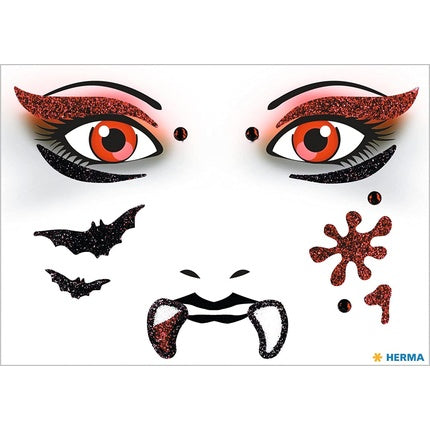 HERMA 15318 Face Art Sticker Vampire Glitter Face Paint for Carnival Halloween - Colorful