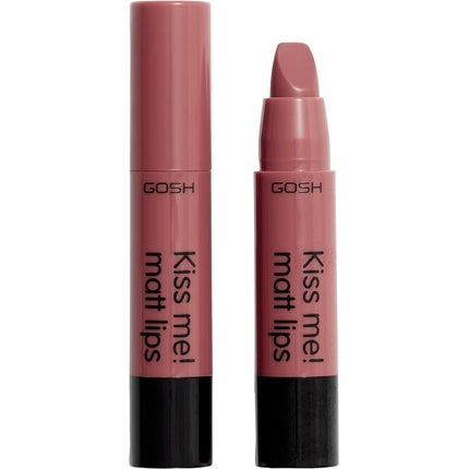 GOSH Kiss Me Matt Lips Nude Lipstick Long Lasting High Pigment Light Creamy Texture Soft Matte Kissproof Moisturising Vegan Perfume-free 003 Hot Kiss