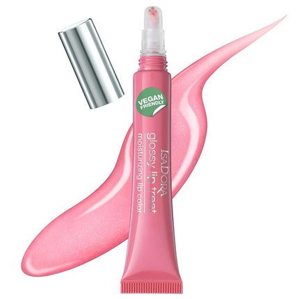 IsaDora Glossy Lip Treat Lip Gloss for Full Lips - Stimulates Collagen Production - Unique Non-Sticky Shine - Vegan with Shea Butter - Pink Pearl