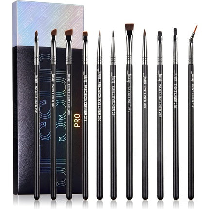 Jessup Eyeliner Brush Set Professional Eye Liner Makeup Brushes 11pcs Angled Flat Definer Ultra Fine Bent Pencil Point Eyeliner T324 A-T324