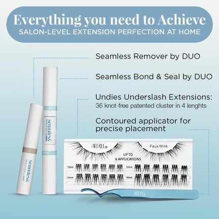 Ardell Seamless Underlash Extensions Kit Faux Mink 36 Assorted Lengths Customizable DIY Lash Clusters Includes Bond & Seal Remover Applicator