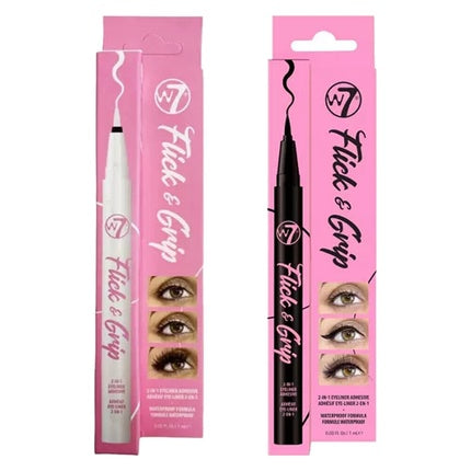 W7 Flick & Grip 2-in-1 Self-Adhesive Eyeliner Stick Eyelash Glue Black and Clear