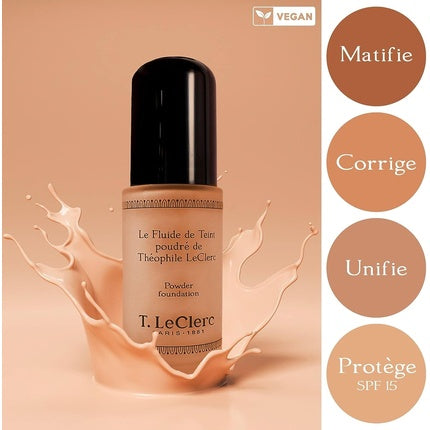 T. LeClerc Powdered Foundation Fluid 05 Matt Amber Beige Vegan Dermatologically Tested