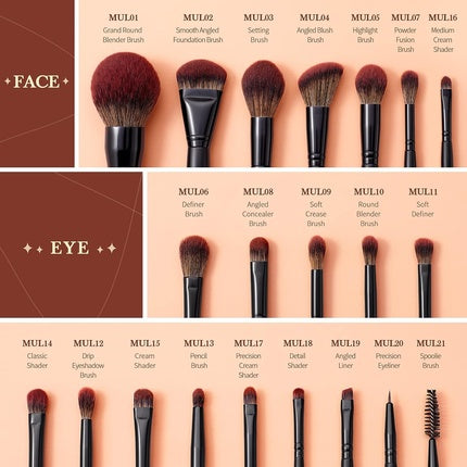 Jessup Make Up Brush Set T271 - 21 Pieces Face Makeup Brushes