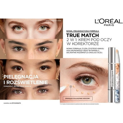 L'Oreal Paris True Match Concealer Eye Cream, Shade 1-2Rose Porcelain, SPF 20, 2ml