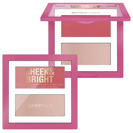 Cheek & Bright Cream Blush and Highlighter Palette Pink Shy