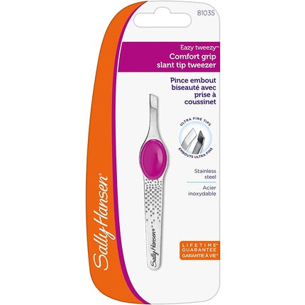 Sally Hansen Beauty Tools Eazy Tweezy Slant Tip Tweezer Comfort Grip Slant Tip with Platform Precision Stainless Steel Tweezers for Eyebrows