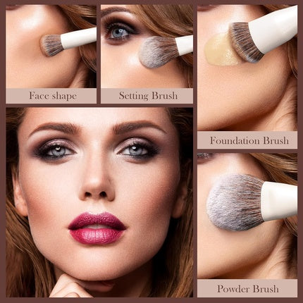 Jessup Makeup Brushes Set 14pcs Premium Synthetic Foundation Concealer Blush Contour Powder Eye Shadow Blending Brush Pearl White T343 B-T343