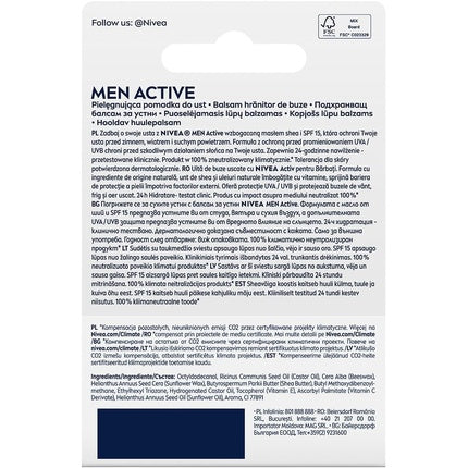 NIVEA MEN Active Care Lip Balm 4.8g
