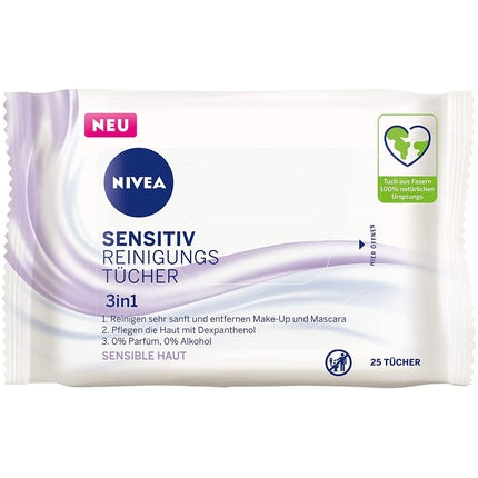 NIVEA 3in1 Sensitive Cleansing Wipes with Dexpanthenol Gentle Makeup Remover for Sensitive Skin