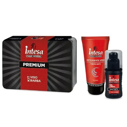 Intesa Pour Homme Premium Men's Gift Set Face Beard Gel Face Cleanser Gel Moisturizer