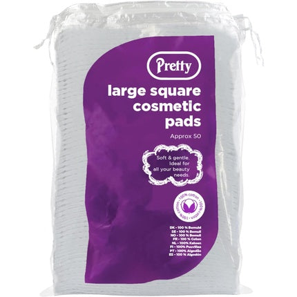 Pretty Cotton Large Square Cosmetic Make-Up Remover Pads 50 Pack