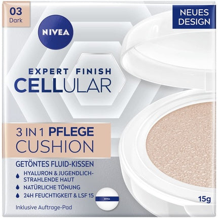 Nivea Expert Finish Cellular 3in1 Care Cushion Foundation In Cushion Spf15 03 Dark 15ml