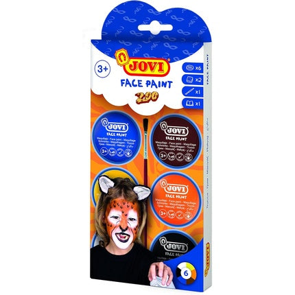 Jovi Face Paint Set Zoo 6 Bottles 8ml Assorted Colors and Accessories