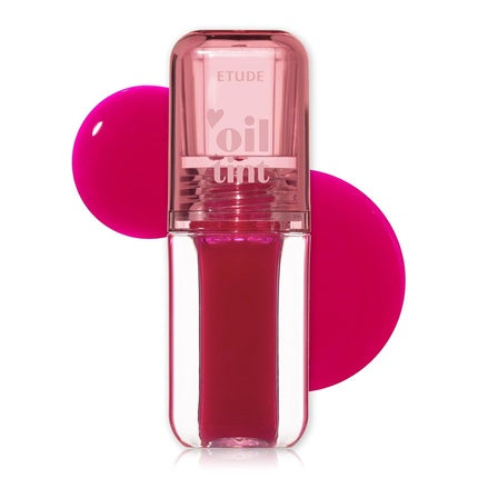 ETUDE Dear Darling Oil Tint #3 Neon Pink 4.2g High Moisturizing and Strong Hydrating Lip Oil Lip Gloss Smooth and Moist Lips Non-Sticky Lip Oil Tint For Dry Lips K-beauty