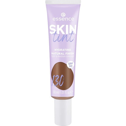 Essence SKIN Tint Makeup No. 130 Brown Moisturizing Natural Vegan Oil-Free UVA and UVB Filter SPF 30 Fragrance-Free 30ml