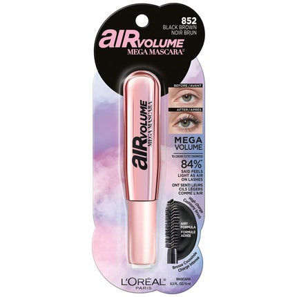L'Oreal Paris Makeup Air Volume Mega Mascara Lightweight Long-lasting Volumizing Mascara 0.3 Fl Oz Washable Black Brown