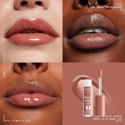 NYX Professional Makeup This Is Milky Gloss Lip Gloss with 12 Hour Hydration Vegan Choco Latte Shake Milk Chocolate Scented