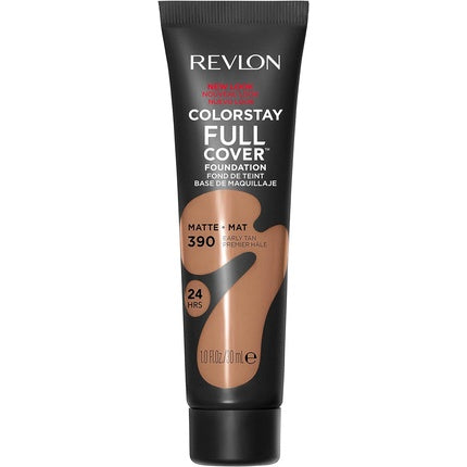 Revlon ColorStay Full Cover Longwear Matte Foundation Heat & Sweat Resistant Lightweight Face Makeup 30ml 390 Early Tan