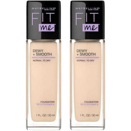 Maybelline Fit Me Dewy + Smooth Foundation 30ml 110 Porcelain - Pack of 2