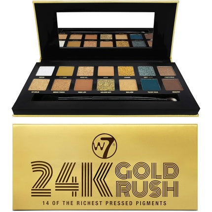 W7 24K Gold Rush Pressed Pigment Palette 14 Standout Gold Colors