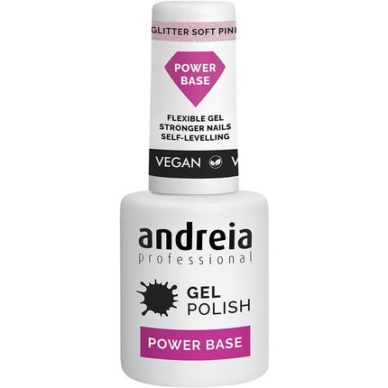 Andreia Professional Glitter Gel Nail Polish Power Base High Viscosity Base for Stronger Nails Builder Base Gel for Small Nail Extensions Vegan 10.5ml