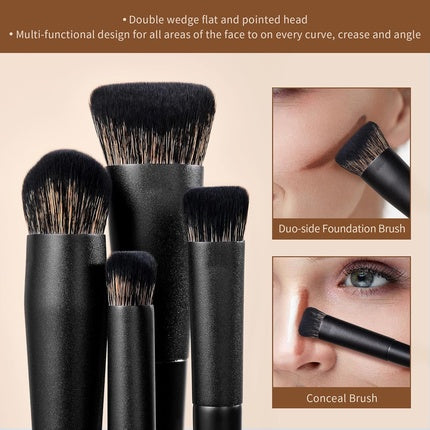 Jessup Black Makeup Brushes 14pcs Gift Set for Women