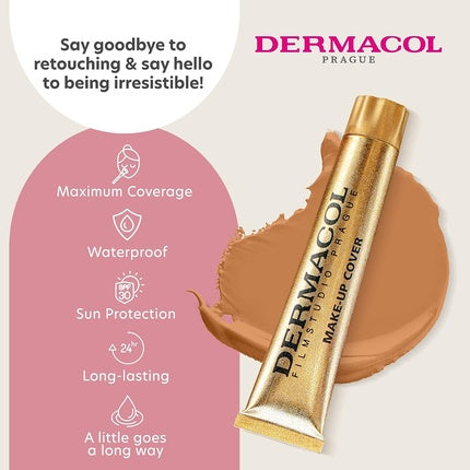 Dermacol Full Coverage Foundation Liquid Makeup Matte Foundation with SPF 30 Waterproof Foundation for Oily Skin Acne & Under Eye Bags Long-Lasting Makeup Products 30g Shade 224