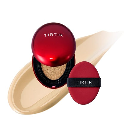 TIRTIR Mask Fit Red Cushion Foundation Long-Lasting Lightweight Buildable Coverage Semi-Matte Finish Korean Cushion Foundation 0.15 Fl Oz 24W Soft Beige