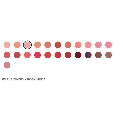 Radiant Professional Advanced Care Lipstick Ultra Nourishing Moisturizing Long Lasting Matte Lipstick With Vitamin E UVA UVB Filters For Sun Protection VELVET 03 FLAMINGO ROSY NUDE