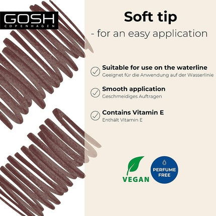 GOSH 2 in 1 Kohl Eyeliner and Kajal Makeup Pencil with Vitamin E - Espresso - Vegan and Perfume Free