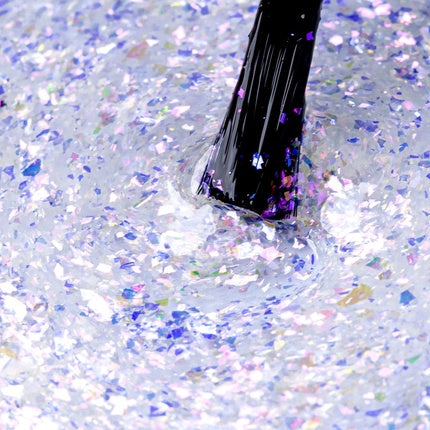NEONAIL UV Nail Polish Top Coat Gel UV Top Glow Violet Aurora Flakes 7.2ml