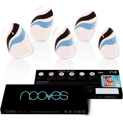 NOOVES NAILS Premium Pre-Cure Gel Nail Foils Flowing Stream Art Design Semi-Hardened Gel Nail Strips Semi-Permanent Gel Stickers