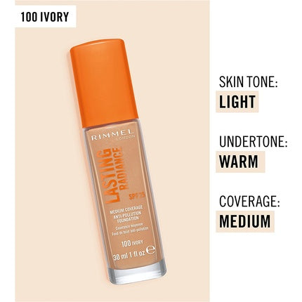 Rimmel Lasting Radiance 100 Ivory 30ml