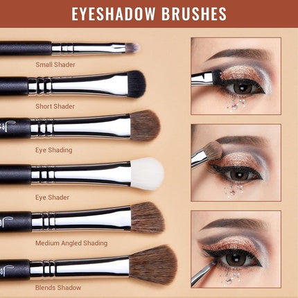 Jessup Brand 19pcs Professional Makeup Brush Set Beauty Eyeshadow Blend Shadow Eyeliner Smoked Eye Shader Eye Makeup Brush Set T131