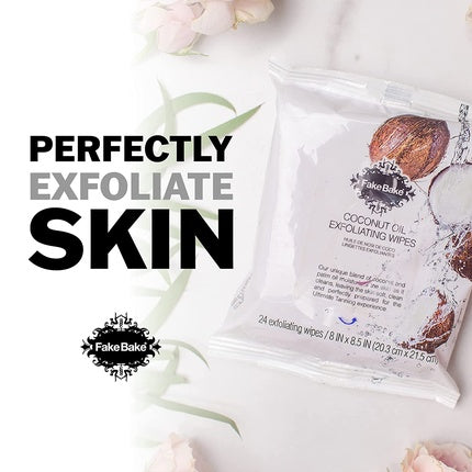 Fake Bake Coconut Oil Exfoliating Face & Body Wipes with Calendula, Chamomile, Aloe, and Vitamin E