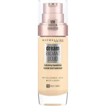 Maybelline Dream Radiant Liquid Hydrating Foundation with Hyaluronic Acid and Collagen 10 Ivory