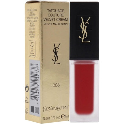 Yves Saint Laurent Tatouage Couture Velvet Matte Cream 208 Rouge Faction Lipstick Red 0.2 oz
