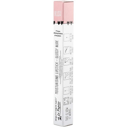 Beauty Made Easy Le Papier Nude Pink Moisturising Vegan Glossy Lipstick Blush 6g