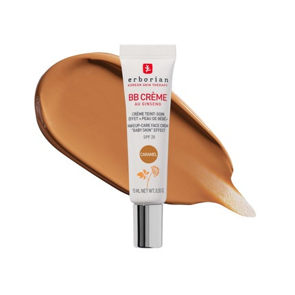 Erborian BB Cream with Ginseng Tinted Cream Baby Skin Effect 5-in-1 Korean Face Care with SPF 20 Caramel 15ml