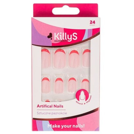 Killys Artificial Nails French Red - 24 Pieces
