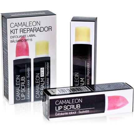 KIT Repair Lip Scrub Strawberry + Balm - Lip Exfoliator Strawberry + Balm - Camaleon Magic