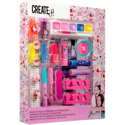 Create It! Make-Up Set for Girls Neon and Glitter 22 Pieces