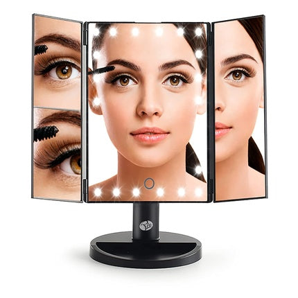 Makeup Mirror with 24 LEDs Dimmable 3-Way Optics 2x and 3x Magnification