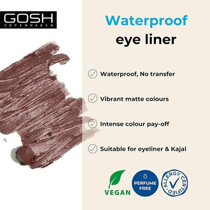 GOSH Neon Blue Eyeliner Matte Waterproof Pencil 015 Mahogany