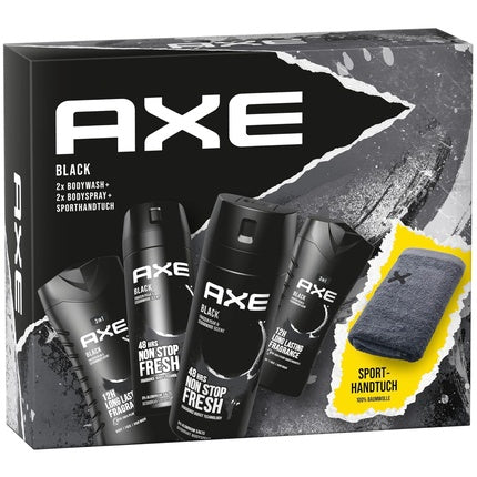 Ax Black Gift Set with Bodyspray, Shower Gel, and Sports Towel