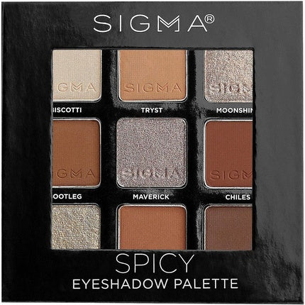 Sigma Beauty On-the-Go Eyeshadow Palette Spicy 9 Bold Eyeshadow Shades in Matte, Shimmer and Metallic Finishes Highly Pigmented Vegan Eye Makeup Palette Clean Beauty Products